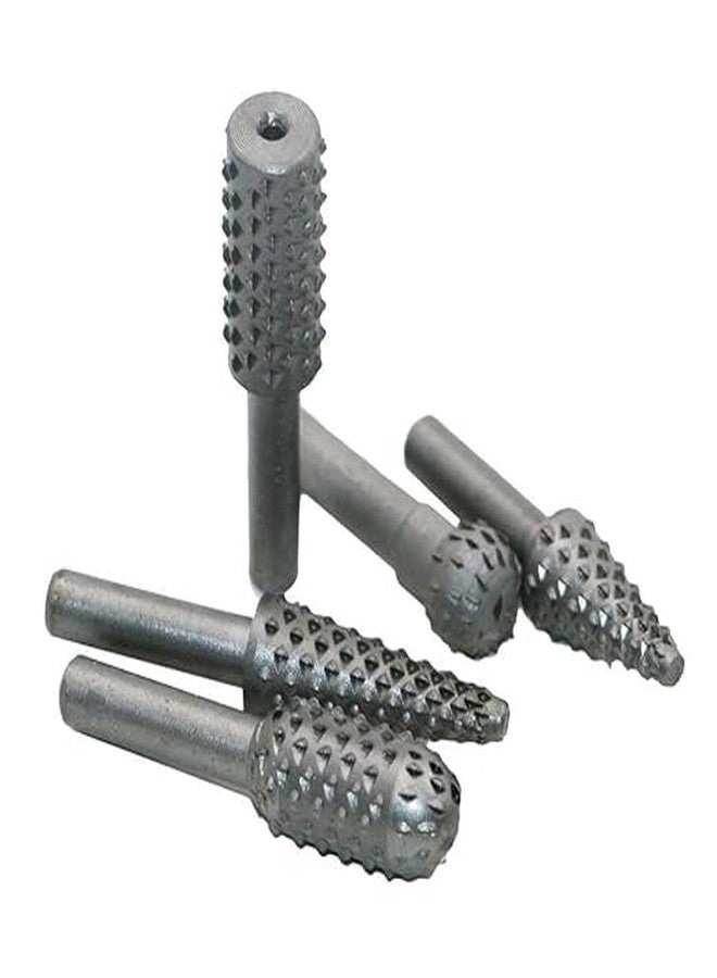 VELTRIX - 5PCS High Speed Rotary Burr Drill Bit Set, 1/4" (6mm) Shank Wood Carving Rasp Files for Dremel, Grinding, Polishing, Engraving, Cutting & Shaping Tools for Woodworking - Image 2
